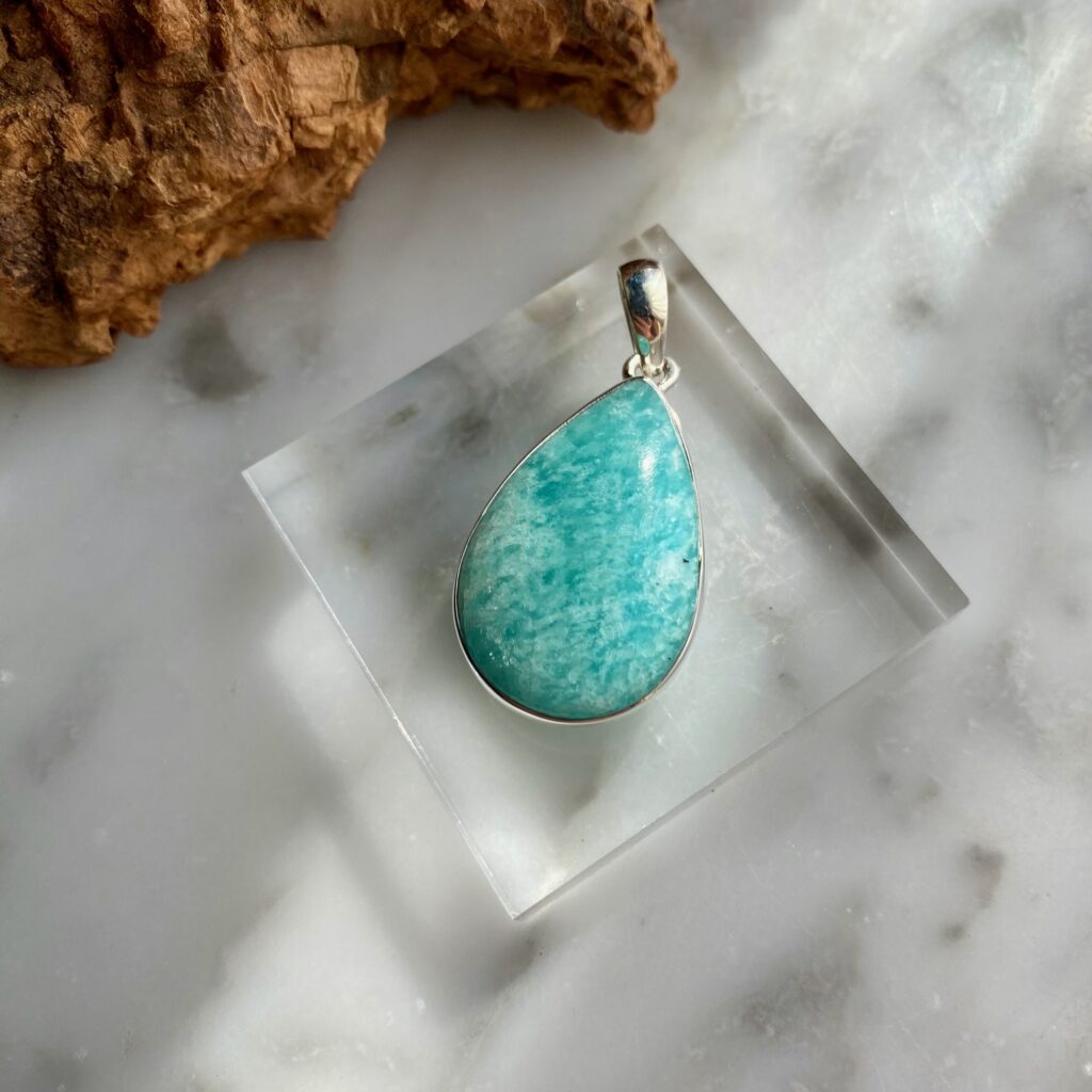 Amazonite sterling silver pendant - pendentif d'amazonite en argent sterling