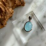 aquamarine sterling silver pendant - Pendentif d'Aigue-Marine en Argent Sterling