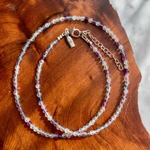 Facetted Fluorite Gemstone Necklace - Collier de fluorite facettée