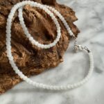 white quartz bead gemstone necklace - collier de perles de quartz blanc