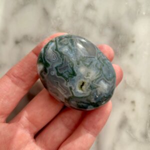 moss agate palmstone - Pierre de paume en agate mousse
