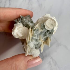 Calcite Flowers with Fluorite and Quartz from China