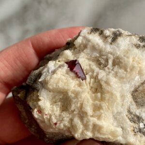 Cinnabar Crystal on Calcite and Dolomite from China