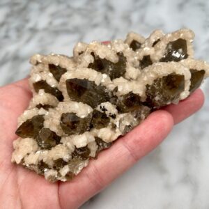 Cluster of Smoky Quartz Points and Dolomite from Cavnic