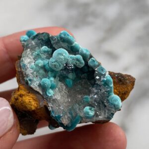 Rosasite on Calcite from mapimi