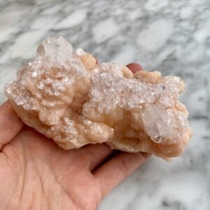 Apophyllite on Pink Stilbite from Jalgaon