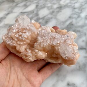 Apophyllite on Pink Stilbite from Jalgaon