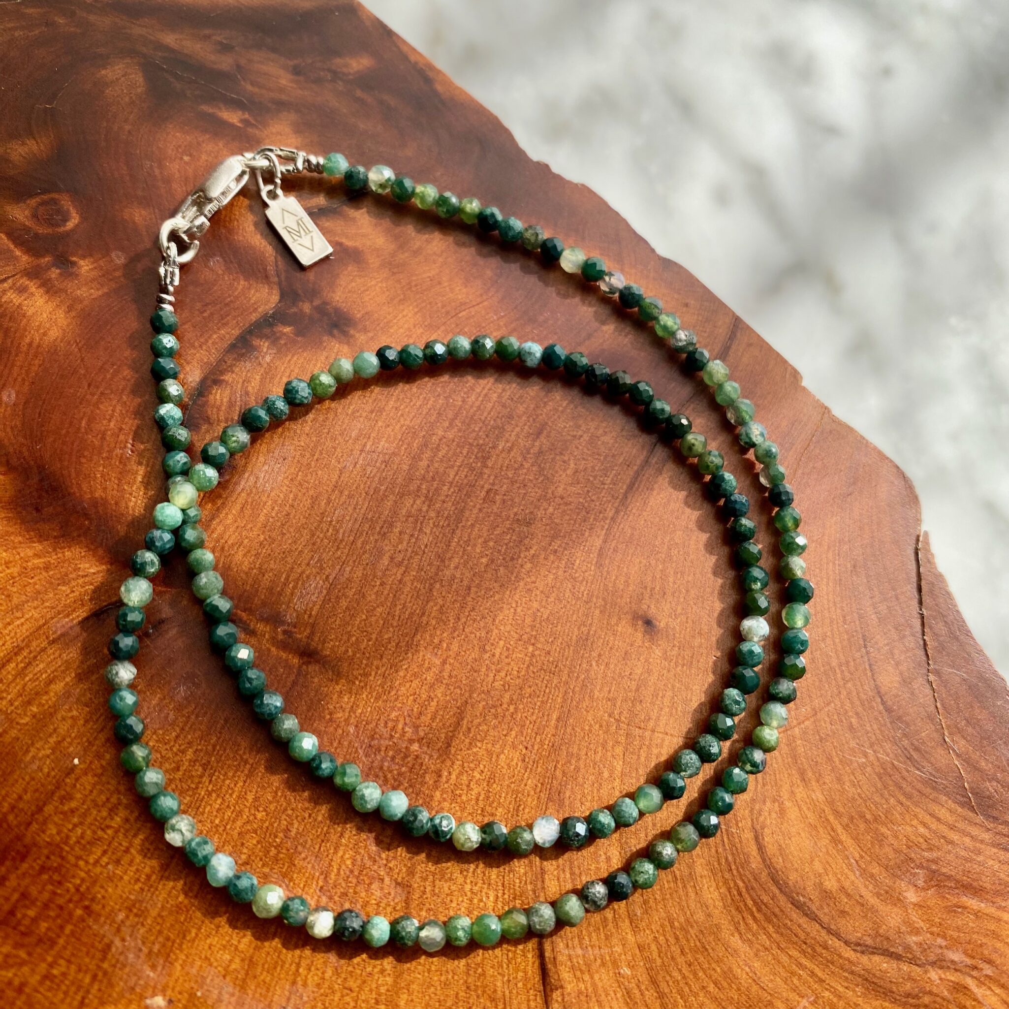 Facetted Moss Agate Gemstone Necklace
