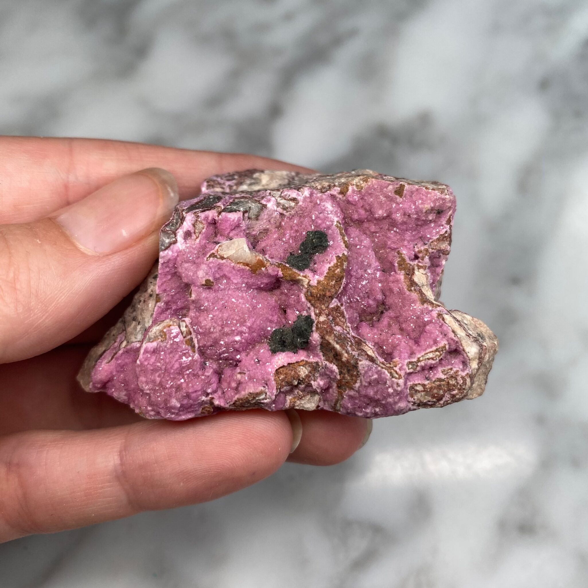 Cobaltocalcite and malachite from Kakanda Mine, Congo 2a