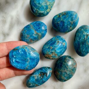 blue apatite tumbled pocket stone