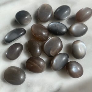 Black moonstone tumbled pocket stone