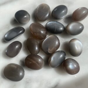 Black moonstone tumbled pocket stone