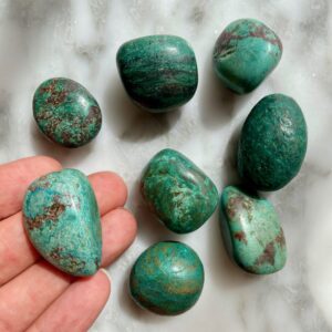 chrysocolla tumbled pocket stone
