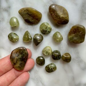 green garnet tumbled pocket stone