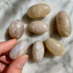 blue flash moonstone tumbled pocket stone