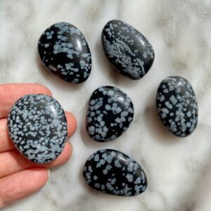 snowflake obsidian tumbled pocket stone