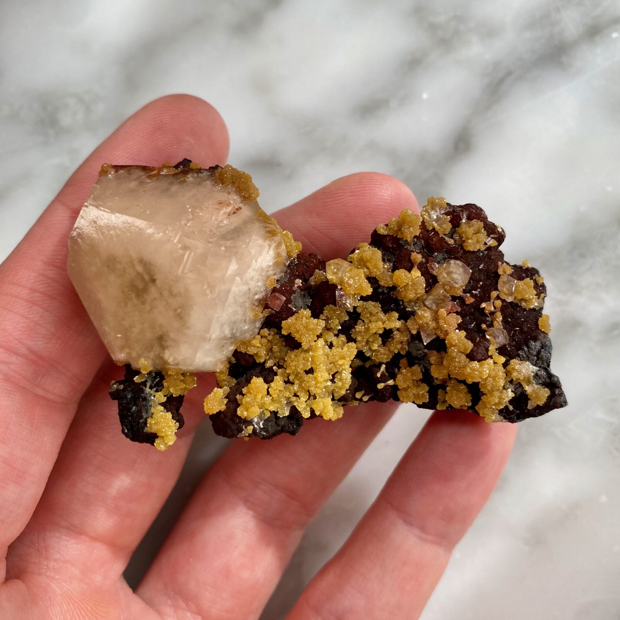 Calcite and Mimetite from Santa Eulalia